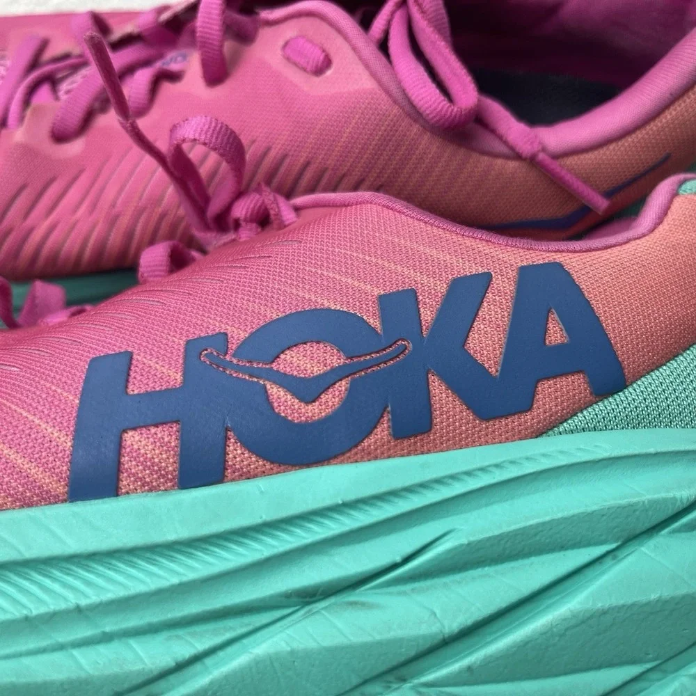 Hoka One One Rincon 3 Womens Size 9.5 Pink Blue Athletic Running Shoes Sneakers